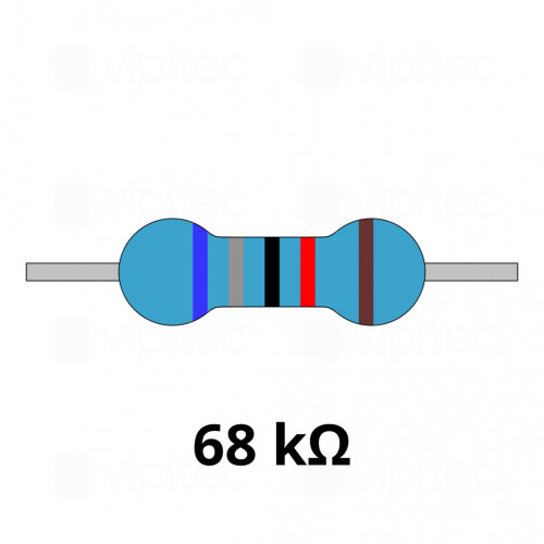 68 Kiloohm Metallschicht-Widerstand, THT, ±1%, 600 mW, 350 V, -55..155 °C, 0207