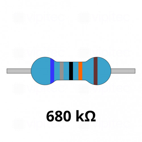 680 Kiloohm Metallschicht-Widerstand, THT, ±1%, 600 mW, 350 V, -55..155 °C, 0207
