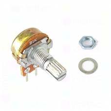 5 Kiloohm Potentiometer, THT, ±20%, 125 mW, 200 V, -10..60 °C, RM 5 mm, Achs-⌀ 6 mm, L 15 mm, WH148 / R16148